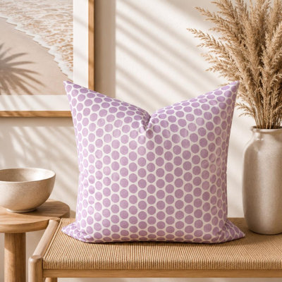 Housse de coussin en coton lavande à pois mauve