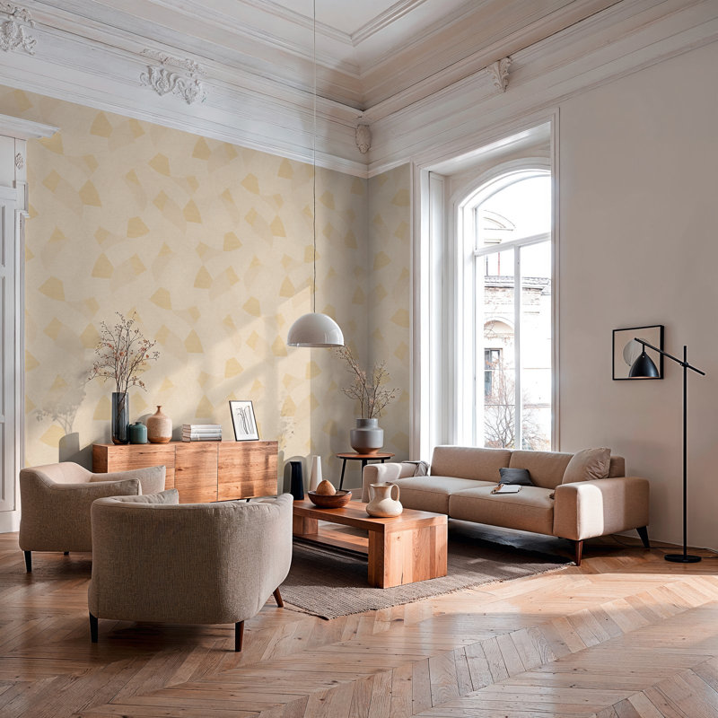 Havana 2 Collection Abstract Geometric Wallpaper Roll, Beige