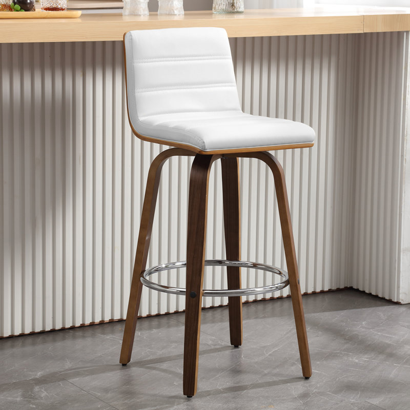 Tabouret pivotant rembourré, Tabouret de bar (siège d'une hauteur de 29 po), Blanc