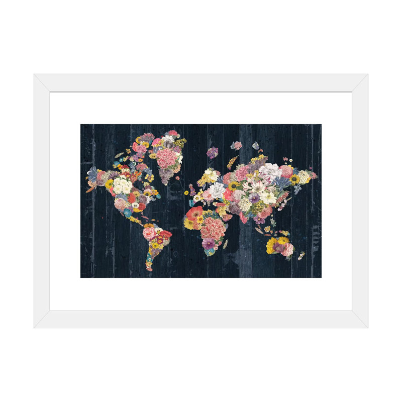«Botanical Floral Map» par Wild Apple Portfolio - impression d'art graphique, H 24 po x l 32 po x P 1 po, Blanc