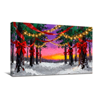 Forêt d'hiver de Noël avec lumières et arcs
