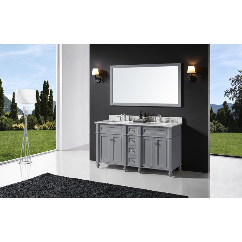 Ensemble de meuble-lavabo double 60 po Pearcy, Gris taupe