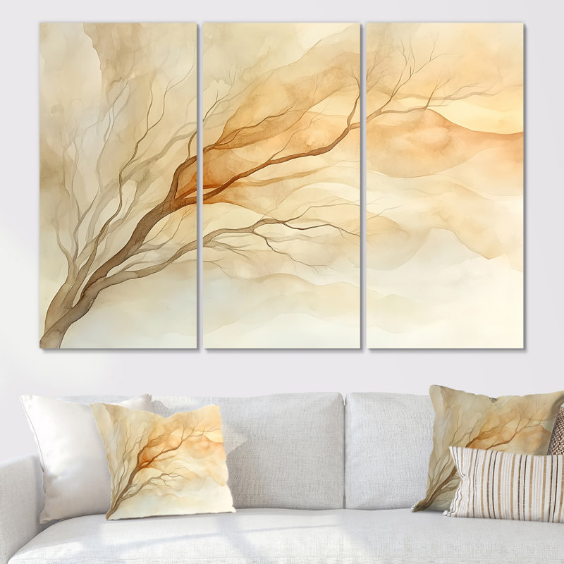 Silhouette de l'arbre, art mural Windy Tree, H 32 po x l 48 po, Toile tendue sans cadre