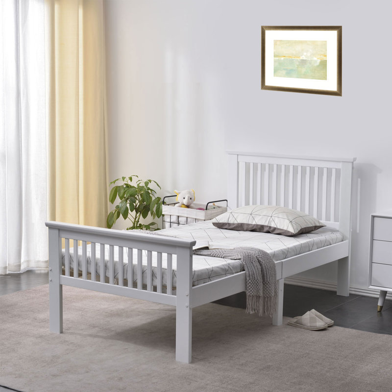 Hammoud Solid Wood Slat Bed, White