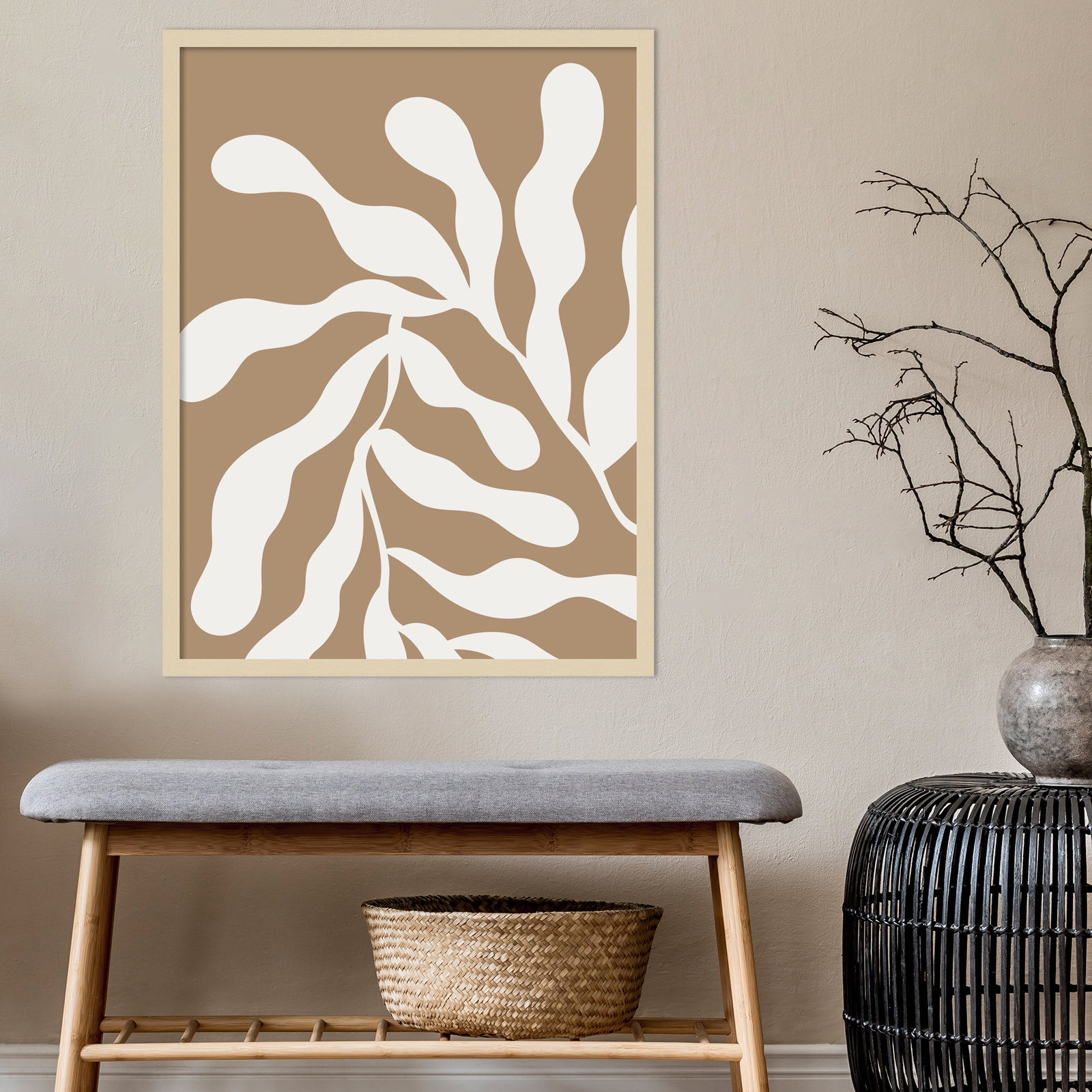Erminia "Retro Matisse Botanical 1" Print, Brown, 33" H x 25" W x 1" D