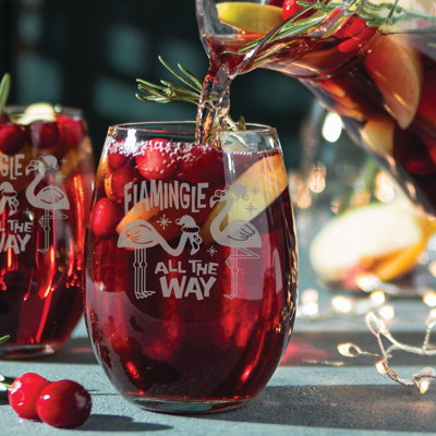 Flamingle All the Way Stemless Wine Glass (Set of 2)