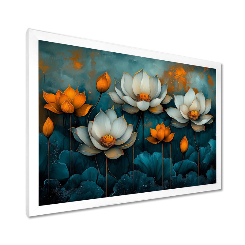 Illana - Floral Wall Art, H 30 po x l 40 po, Reproduction encadrée d'une seule photo, Blanc