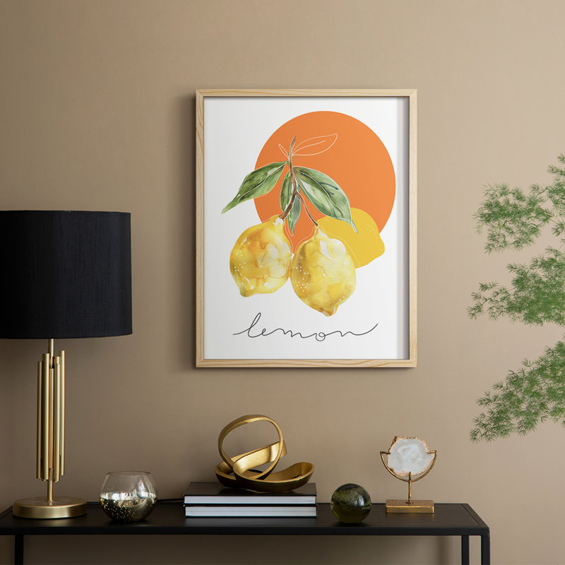 Reproduction encadrée citron - bois massif, Naturel, H 11 po x l 9 po
