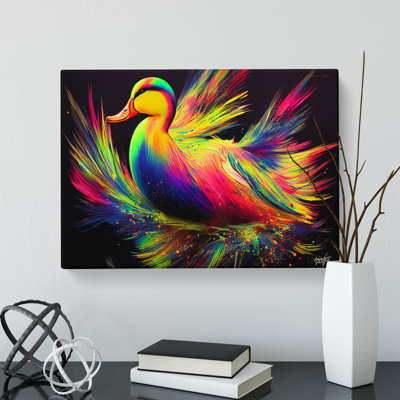 Neon Duck - Wrapped Canvas