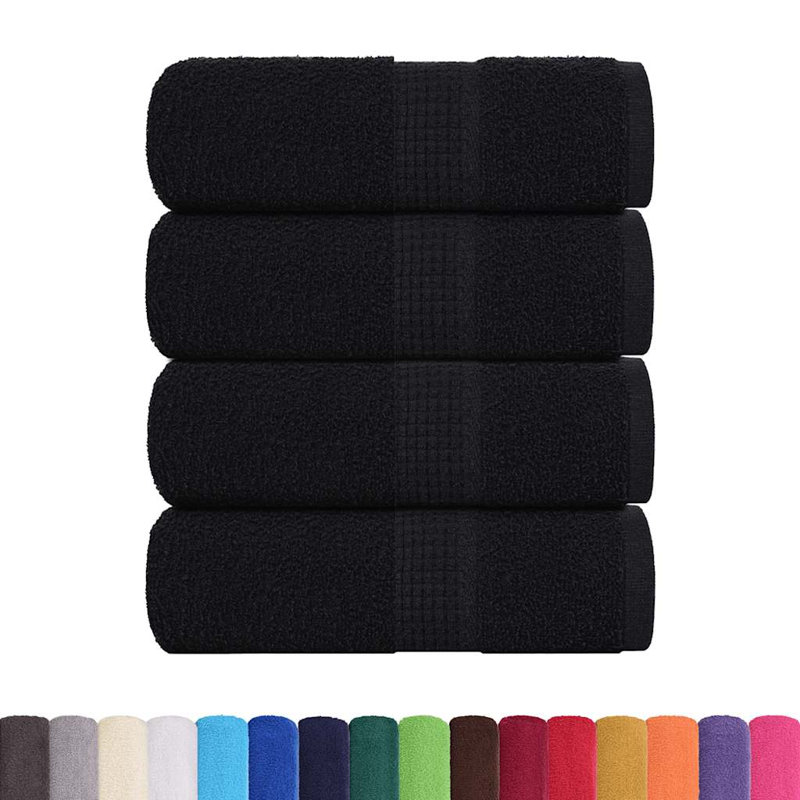 Sawiki 100% Cotton Bath Towels, Black, Hand Towel - 4 Pack