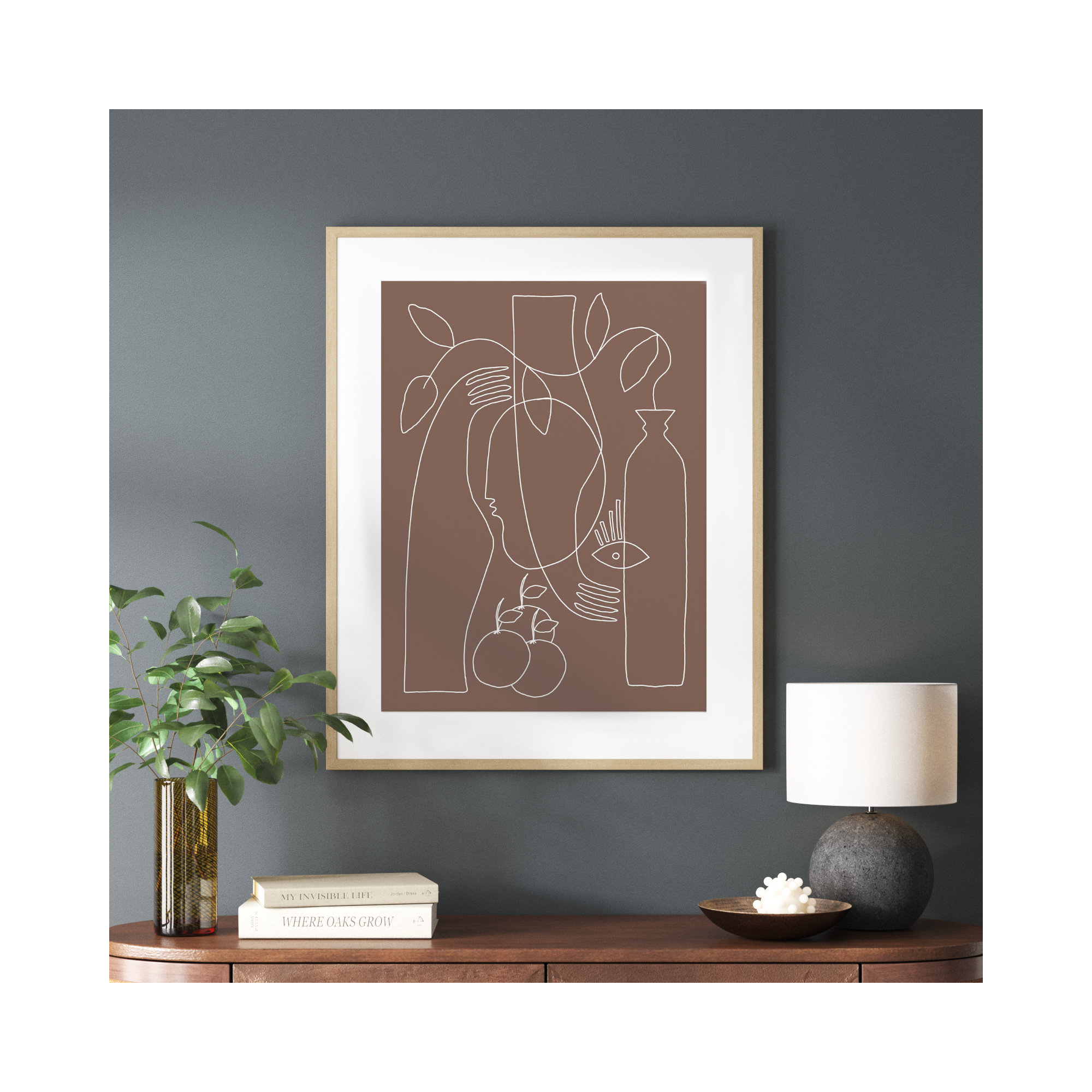 Shape Of Truth by Shatha Al Dafai, Brown Framed, 13" H x 11" W