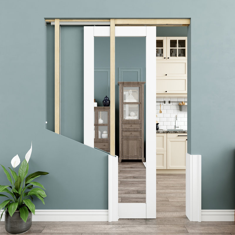 Porte coulissante intérieure avec portes coulissantes blanches avec quincaillerie et fermeture en douceur, 30 po x 80 po, 1