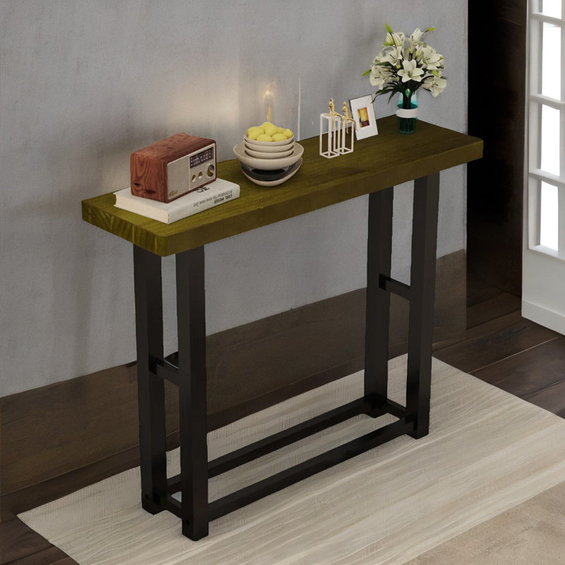 Lonaravale Large 100cm Solid Wood Console Table Industrial Hallway Entryway Furniture