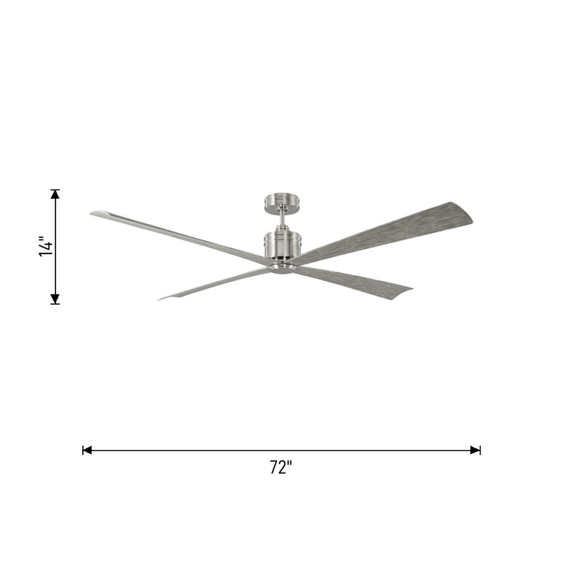 Visual Comfort Fan Launceton 72 Indoor Ceiling Fan with Light Grey Weathered Oak ABS blades and Handheld Remote, Matte White