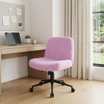 Chaise de jeu roulante mauve et noire à hauteur réglable en fausse fourrure