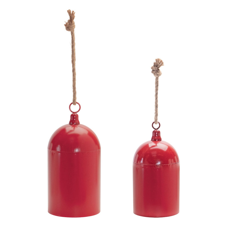Ornement en forme de cloche rouge en métal (ensemble de 2)