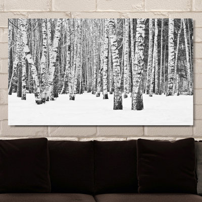 «Birch Trees in Winter», reproduction de photo sur toile tendue