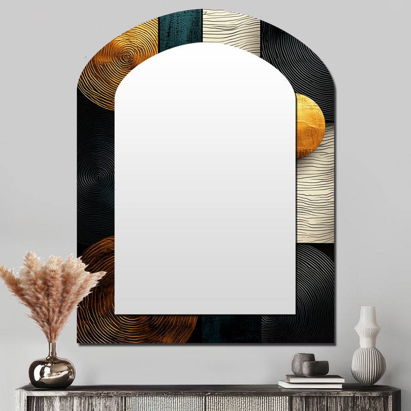 «Geomet Art Decor Essential Forms II - Modern Arch Large Mirror», art mural en métal imprimé asymétrique moderne