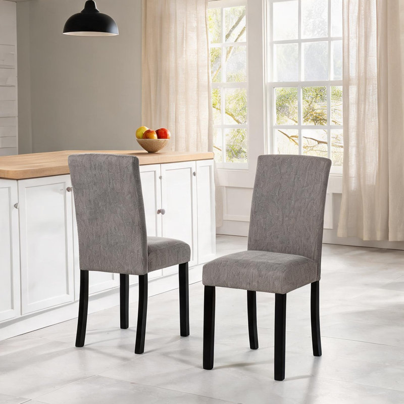 Ensemble de chaises de salle à manger rembourrées en tissu avec 2 pieds en bois