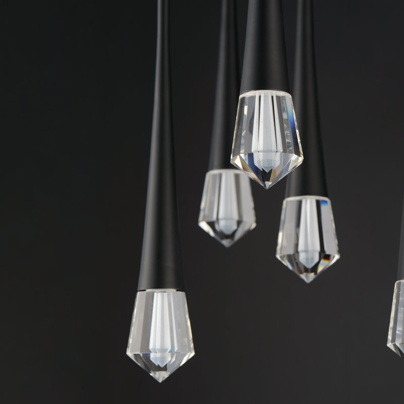 Lierre 5 - Light Gold LED Cluster Pendant, Black