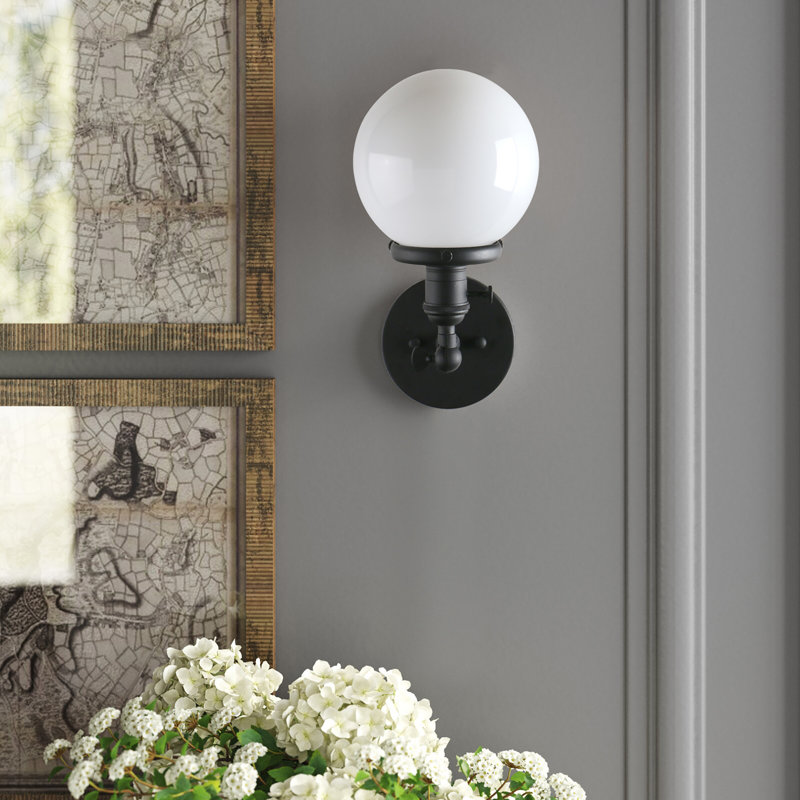 Eula Glass Armed Sconce, Black