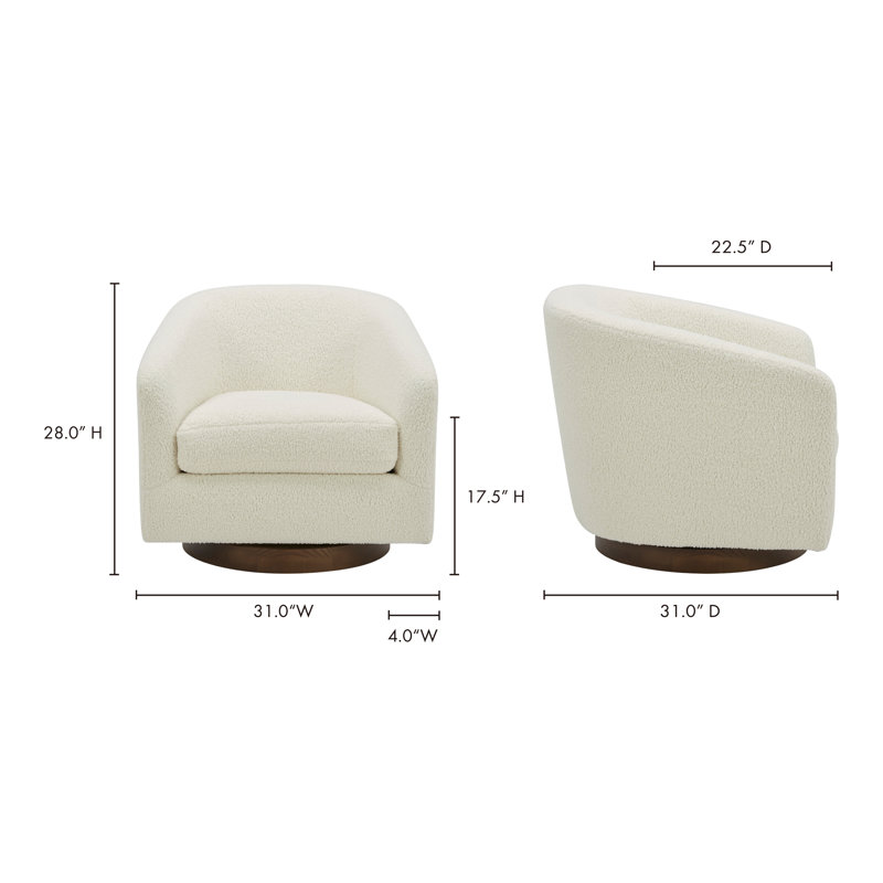 Oscy Swivel Armchair, White 100% Polyester