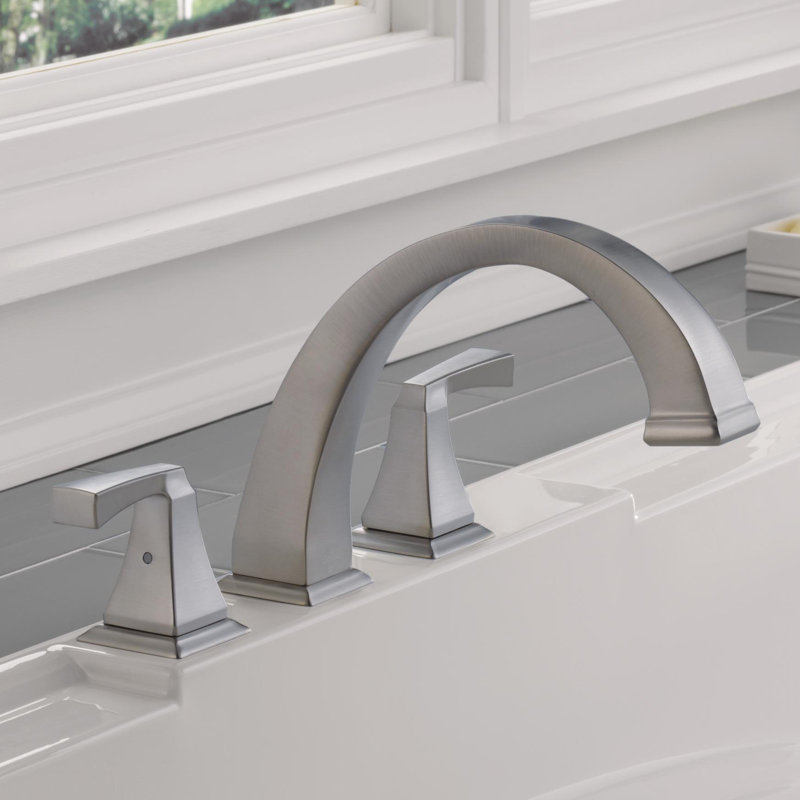 Dryden Double Handle Deck Mounted Roman Tub Faucet Trim, Spotshield Stainless