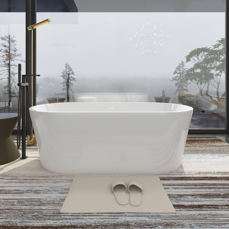 Free Standing Tub 63" x 30 " Deep Soaking Bath Tub  Acrylic Freestanding Bathtub J24