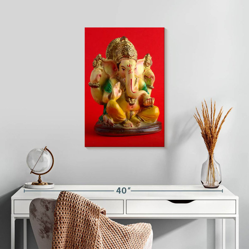 Ganesha sur rouge, H 24 po x l 16 po