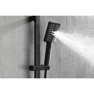 Handheld Shower With 28-Inch Slide Bar And 59-Inch Hose, Matte Black Stainless Steel, Height Adjustable, Functional Spray For Relaxing Chair Showers, Suitable All Ages Steel Shower, Bar, Settings
