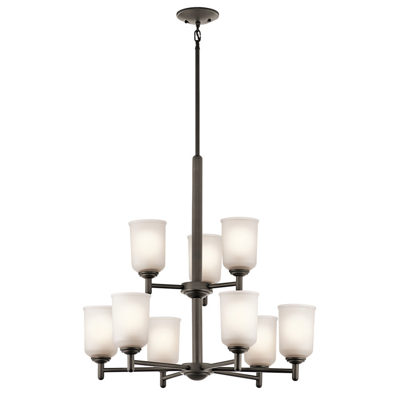 Lustre à niveaux 9 lumières Shailene, Bronze vieilli