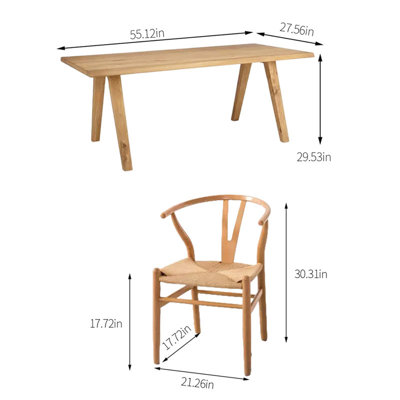 Rectangular Dining Set, H 29,53 po x L 55,12 po x l 27,56 po