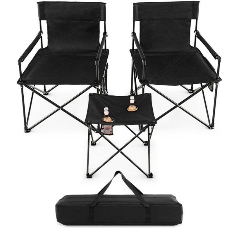 Outdoor Folding Camping Chairs And Table Set With Carrying Bag