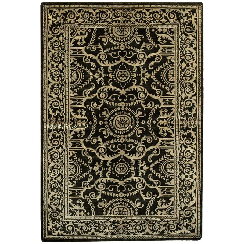 Hand-Knotted High-Quality Green and Green Area Rug