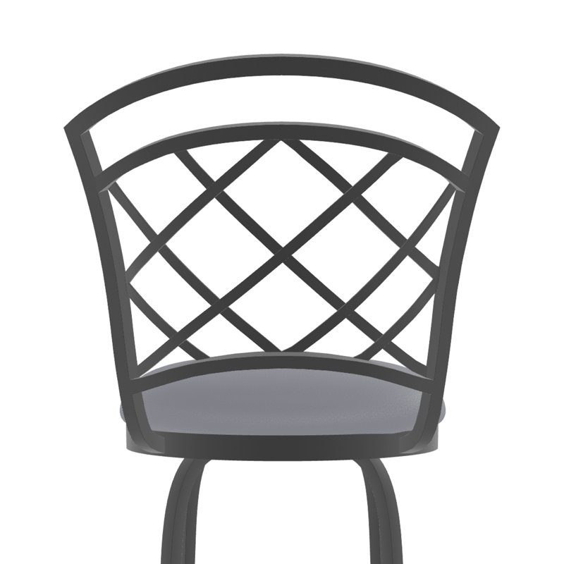 Tabouret pivotant Di Milan en tissu performance texturé avec finition thermolaquée à la main, Gris, Gris pierre de feu