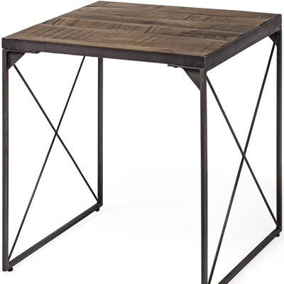 Table de bout carrée en bois massif brun transitionnel de 23 po Gracie Mills