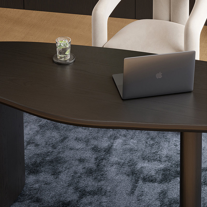 Bureau en bois massif noir Free Form, H 29,53 po x l 94,49 po x P 29,53 po
