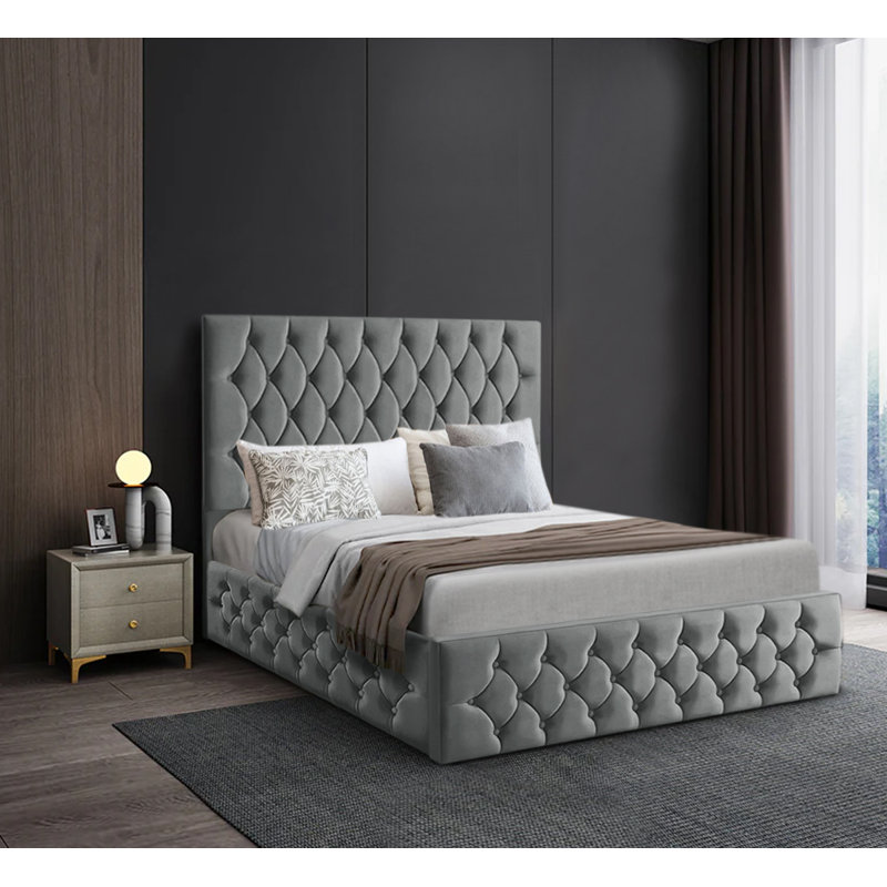 Barcley Upholstered Bed, Small Double (4'), Grey
