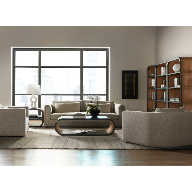 Cain Black Oak Rectangular Coffee Table with Shelf