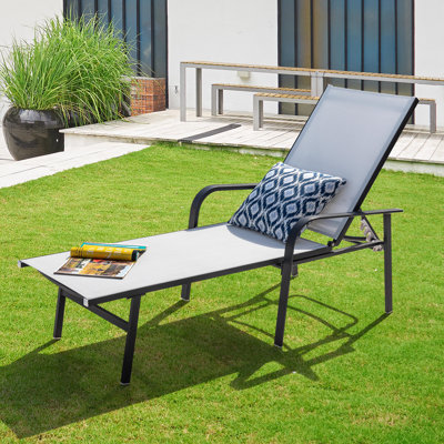 Outdoor PVC-coated polyester Lounge Chair With Aluminum Frame, 6 Reclining Levels