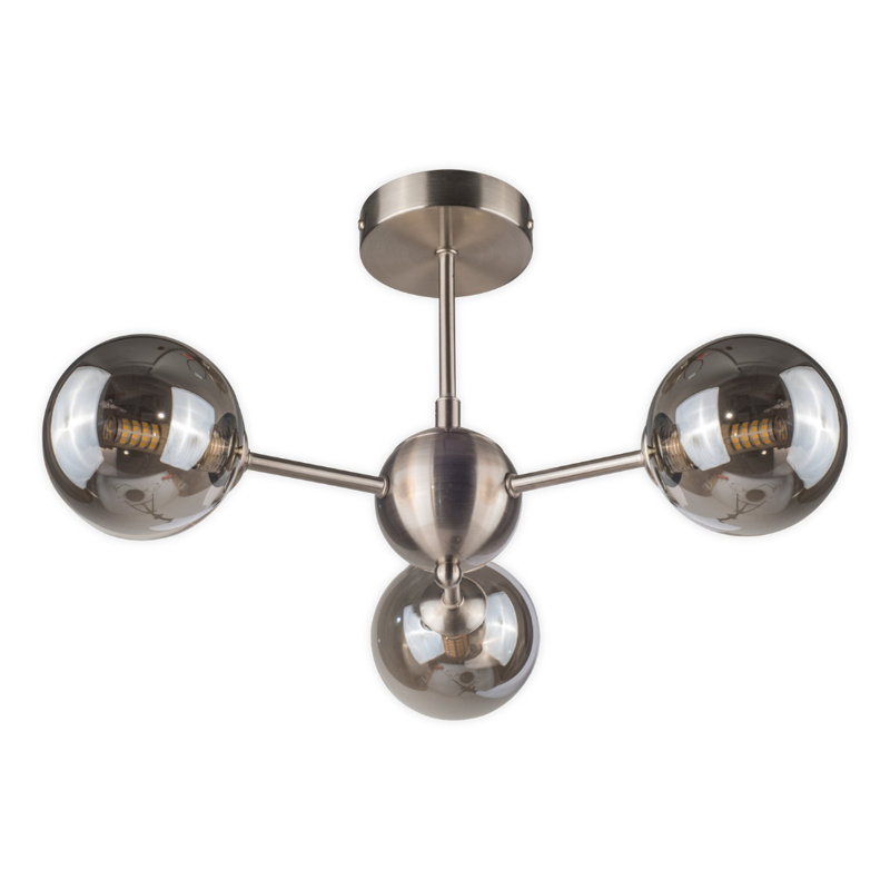 Rambrij Glass Semi Flush Mount, Satin/Chrome
