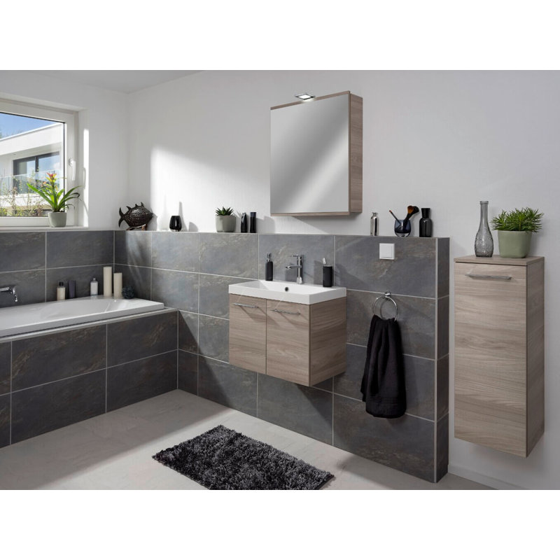 Lima 63mm W 74mm H Surface Frameless Medicine Cabinet Mirror Fixed, Stone ash