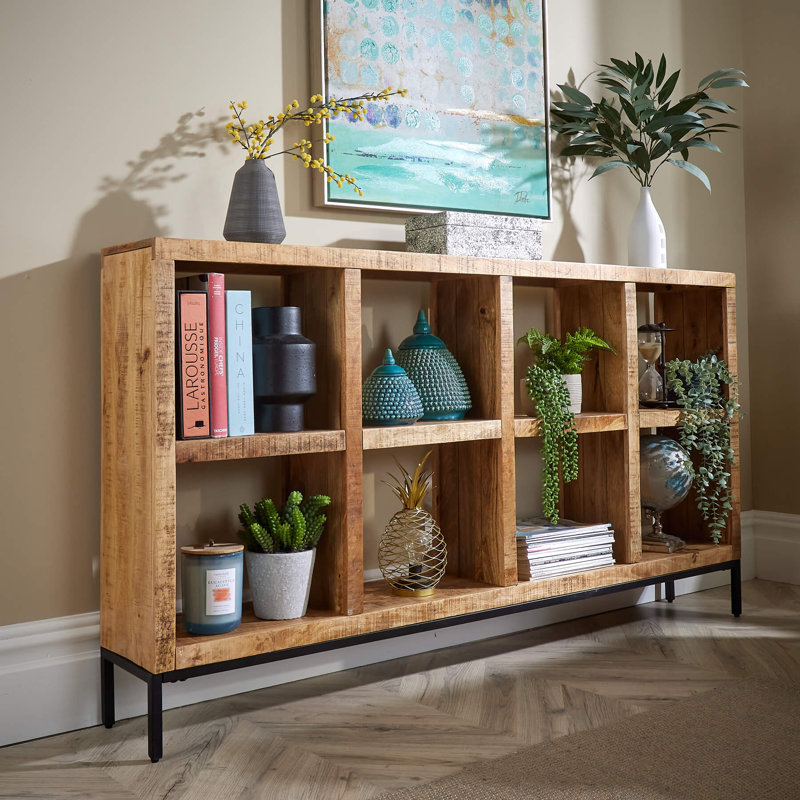 Franca Wide 8 Open Shelving Mango Wood Bookcase Storage Unit