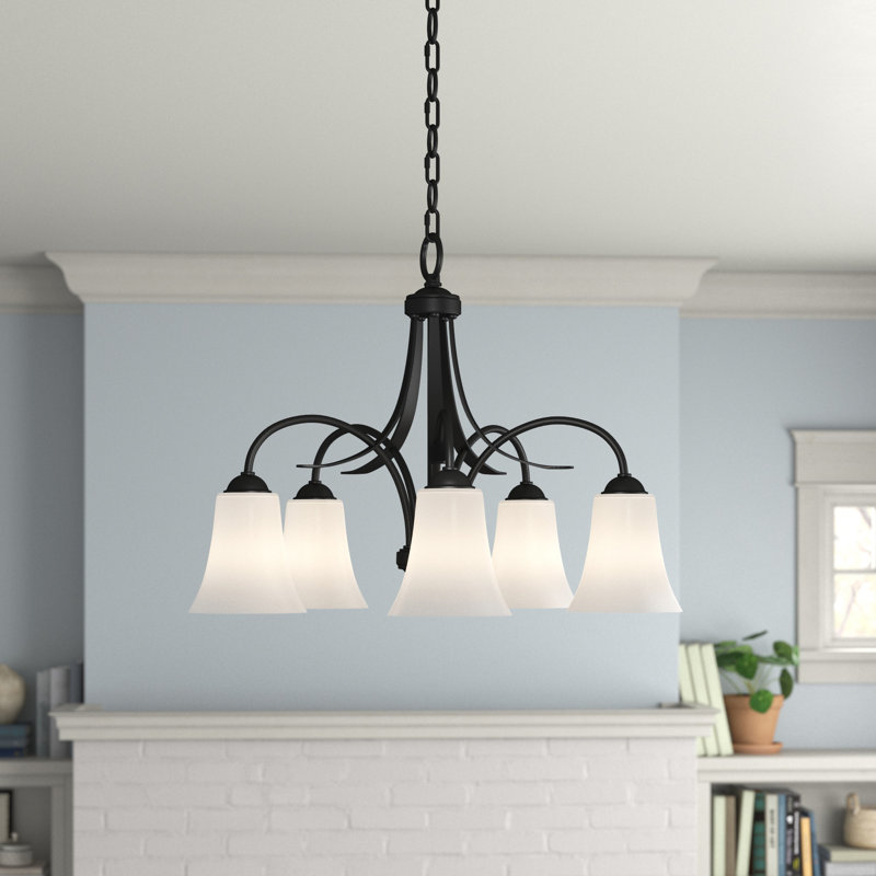 Lustre unique classique / traditionnel à 5 lumières, Noir