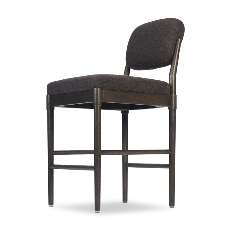 Tabouret de comptoir rembourré Ilvars, Tabouret de comptoir (siège d'une hauteur de 27,0, Anvers noir, Chêne brûlé