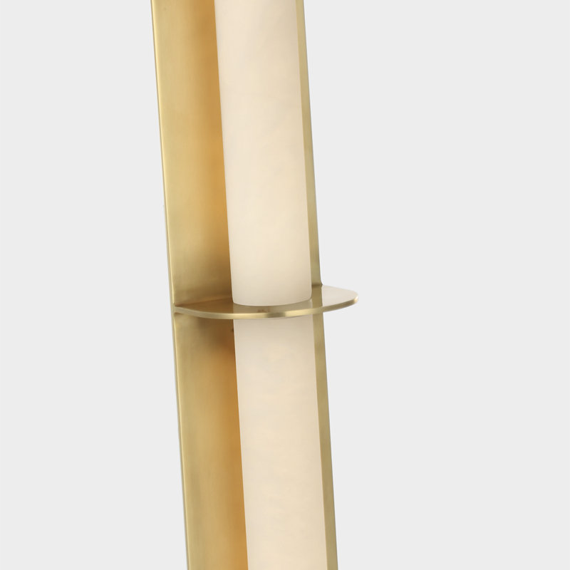 Kelly Wearstler Fosse 28" Linear Tube Sconce with Alabaster, Antique-Burnished Brass