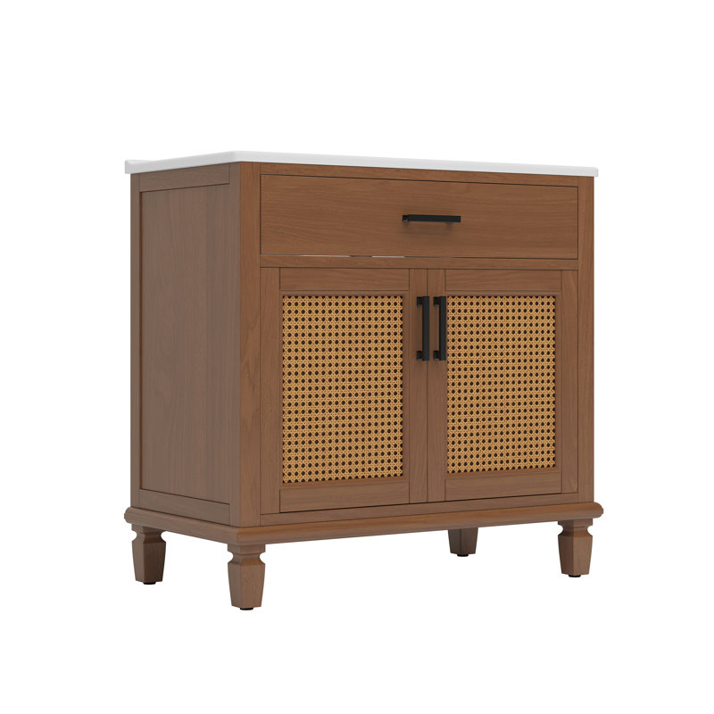 Meuble-lavabo 36 po avec comptoir en céramique, Brun