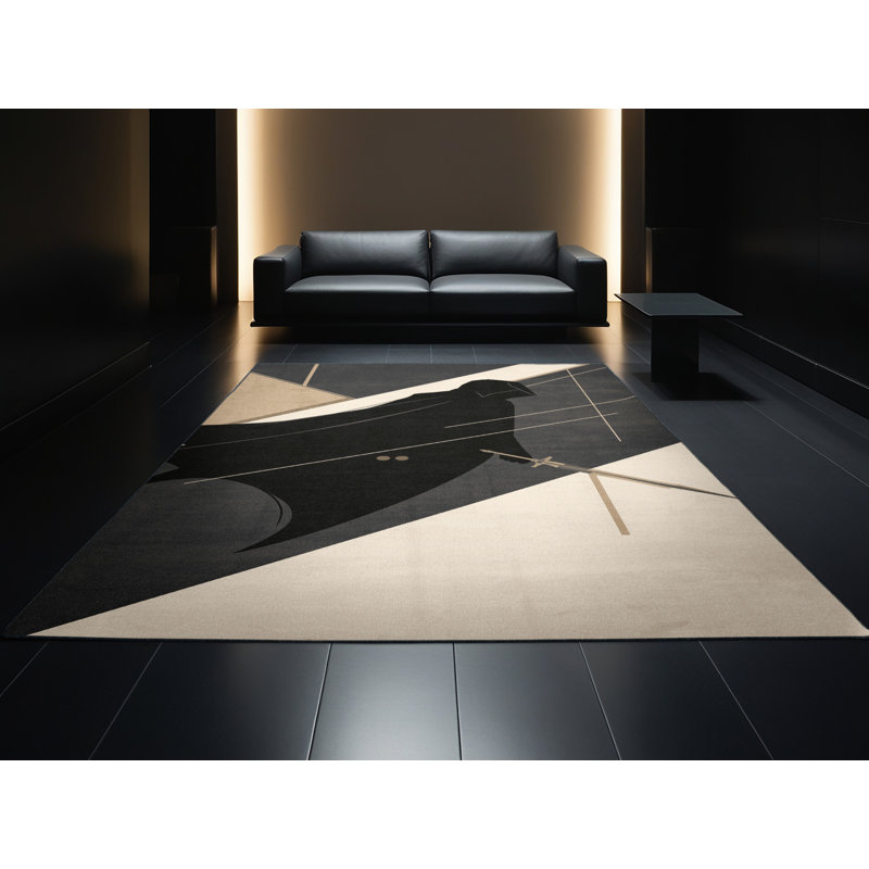 Tapis gris chic et élégant lavable à la machine Cilegon Shadow Assassin, 3 X 5