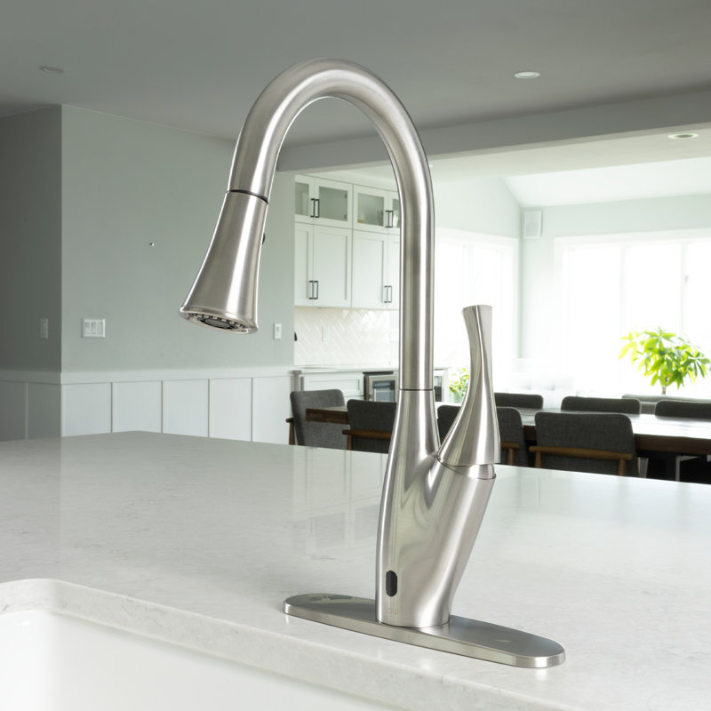 Touchless Pull Down Single Handle Kitchen Faucet, Brushed Nickel