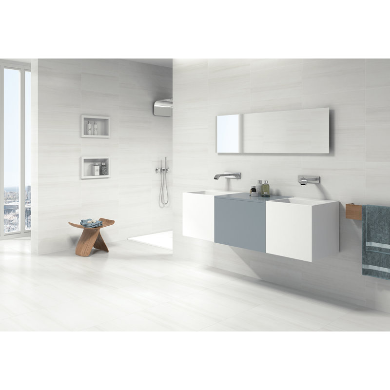 Carreau de marbre et de mur en porcelaine 12 po x 24 po Bianca Lasa